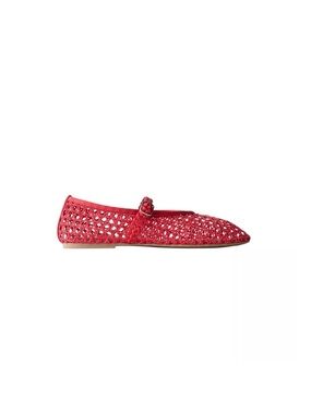 Zara Red Woven Mary Jane Flats